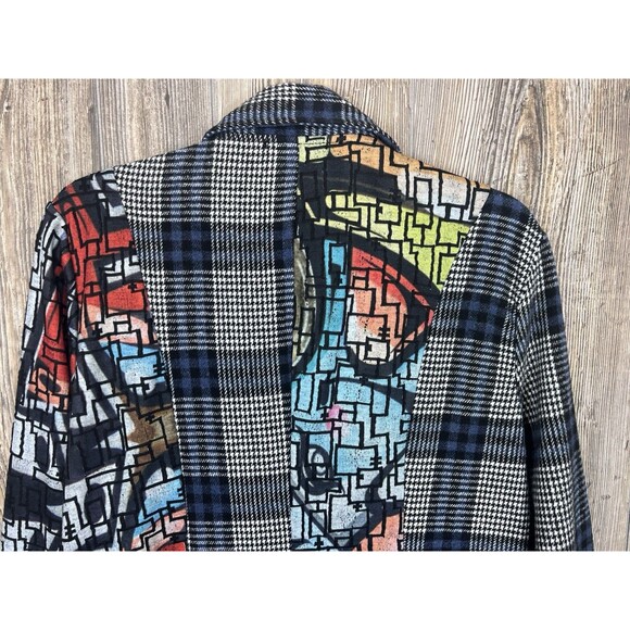 Violet Ruby Long Cardigan Sweater Jacket Eclectic Urban Art To Wear Size Large - Picture 6 of 16